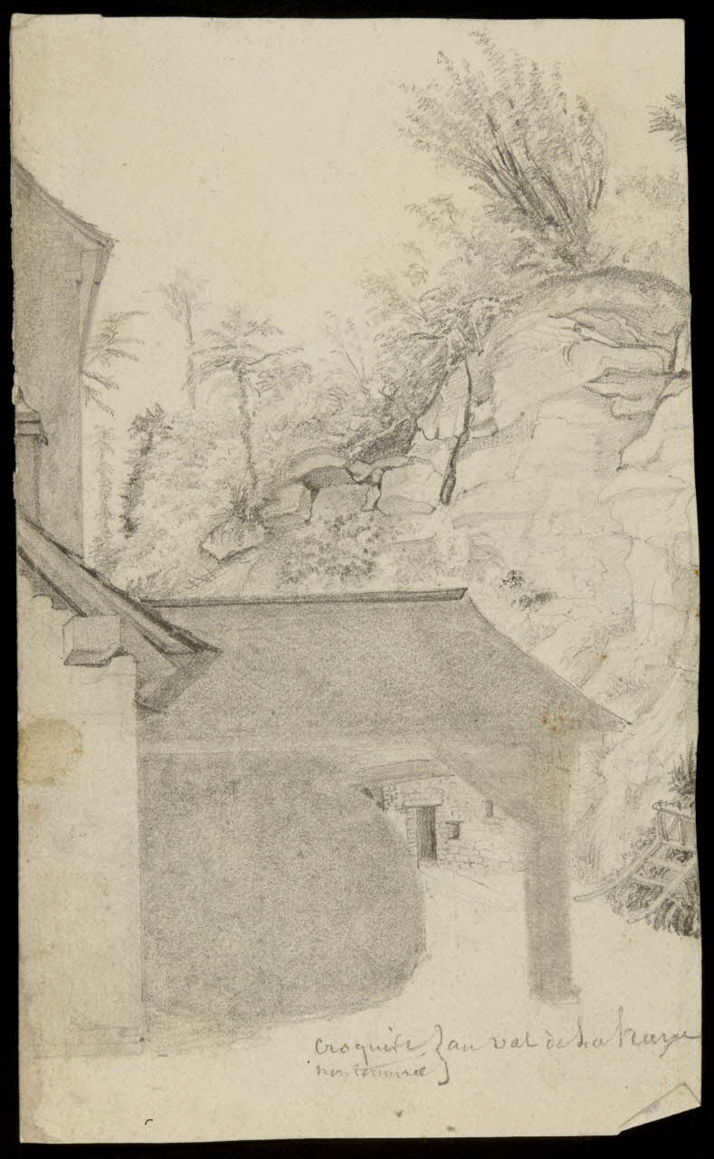 partie d'un ensemble de dessins, album Croquis  non terminé  au val de la haye 1981.53.1.9 Photo