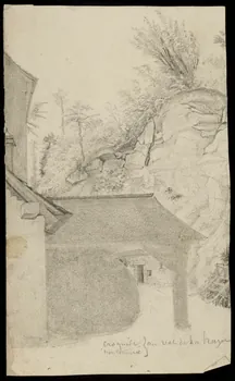 partie d'un ensemble de dessins, album Croquis  non terminé  au val de la haye 1981.53.1.9 Photo