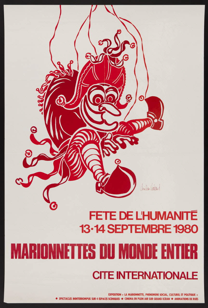 estampe FETE DE L'HUMANITE  13-14 SEPTEMBRE 1980  MARIONNETTES DU MONDE ENTIER  CITE INTERNATIONALE 1981.54.31 Photo