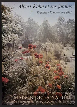 estampe Albert Kahn et ses jardins  10 juillet - 15 novembre 1981  DEPARTEMENT DES HAUTS DE SEINE  MAISON DE LA NATURE  9 QUAI DU 4 SEPTEMBRE - 92 BOULOGNE - TEL. 603 33 56 1981.54.50  Photo