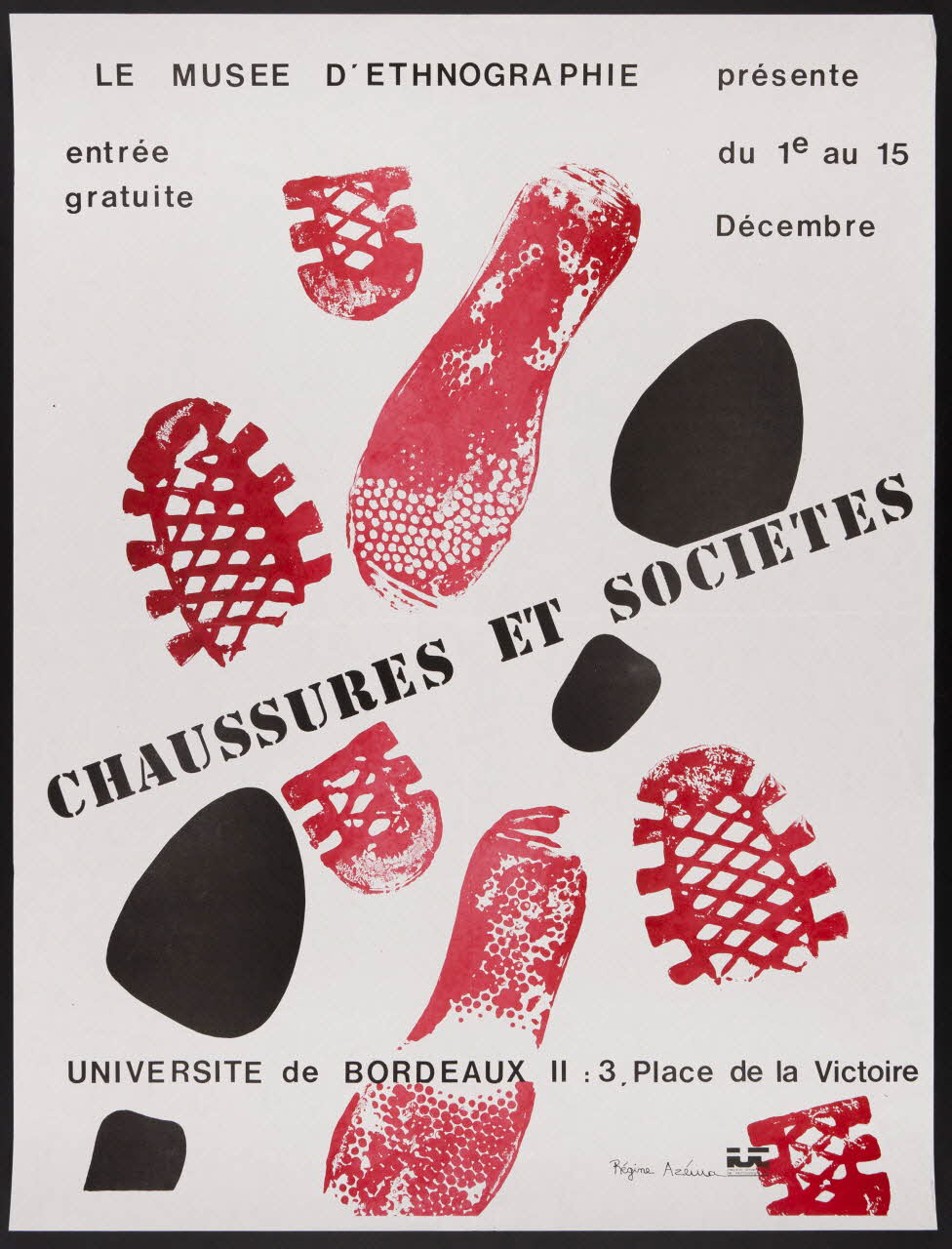 estampe LE MUSEE D'ETHNOGRAPHIE  CHAUSSURES ET SOCIETES  UNIVERSITE de BORDEAUX II : 3, Place de la Victoire 1981.54.82 Photo