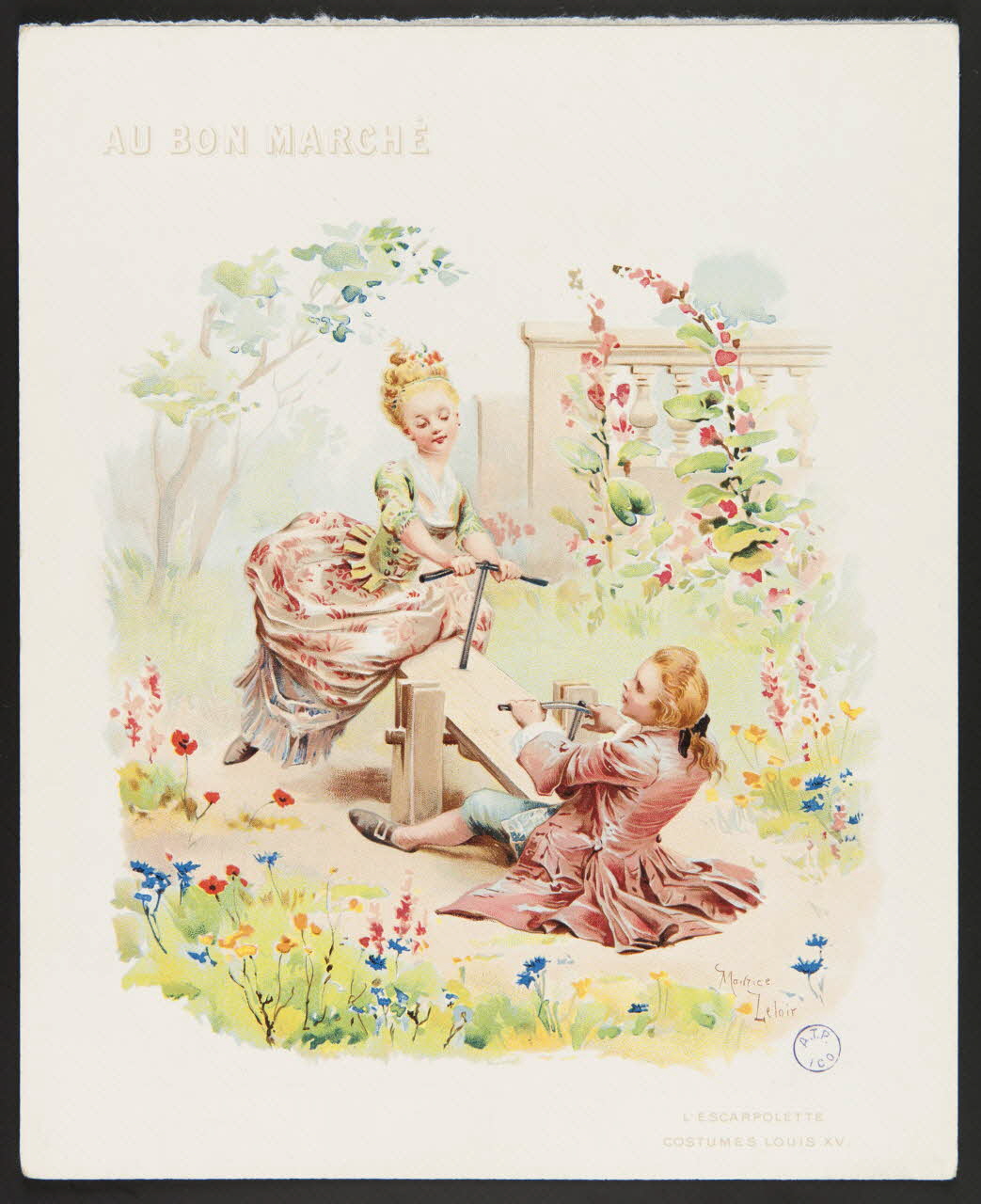 estampe L'ESCARPOLETTE  COSTUMES LOUIS XV. 1982.11.43 Photo