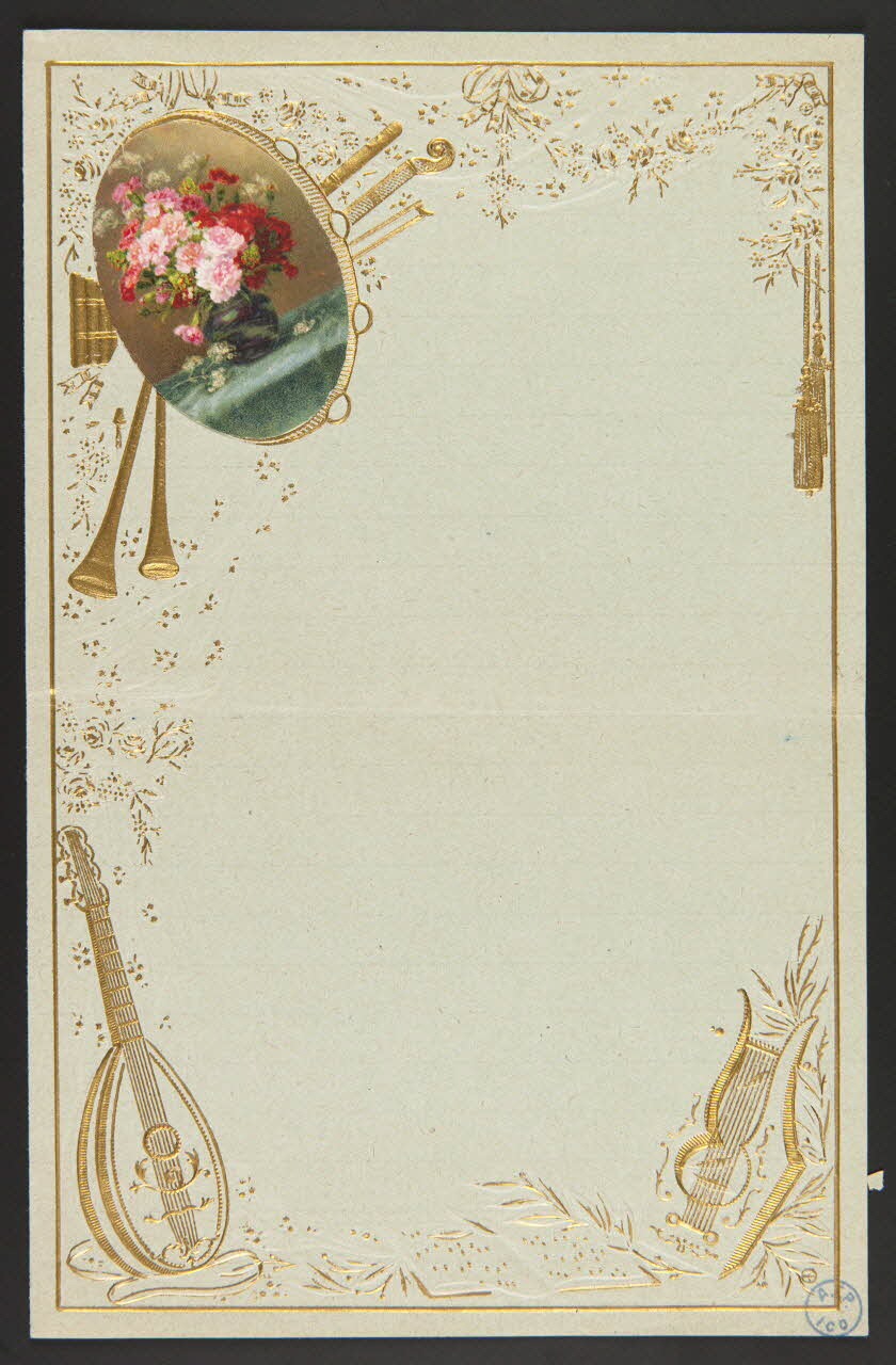 estampe Papier à lettre orné de dorures et d'un médaillon représentant un vase de fleurs 1982.11.52 Photo