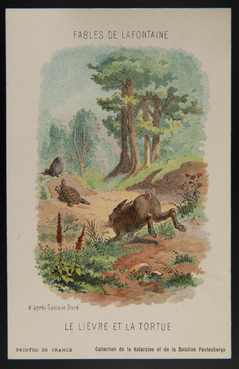 carte réclame FABLES DE LAFONTAINE  LE LIEVRE ET LA TORTUE 1982.11.72 Photo