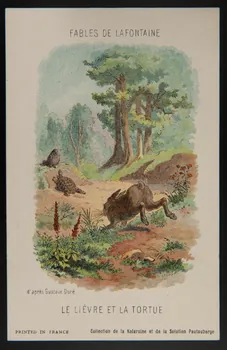 carte réclame FABLES DE LAFONTAINE  LE LIEVRE ET LA TORTUE 1982.11.72 Photo