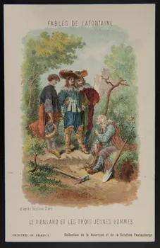 carte réclame FABLES DE LAFONTAINE  LE VIEILLARD ET LES TROIS JEUNES HOMMES 1982.11.74 Photo