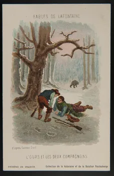 carte réclame FABLES DE LAFONTAINE  L'OURS ET LES DEUX COMPAGNONS 1982.11.75 Photo