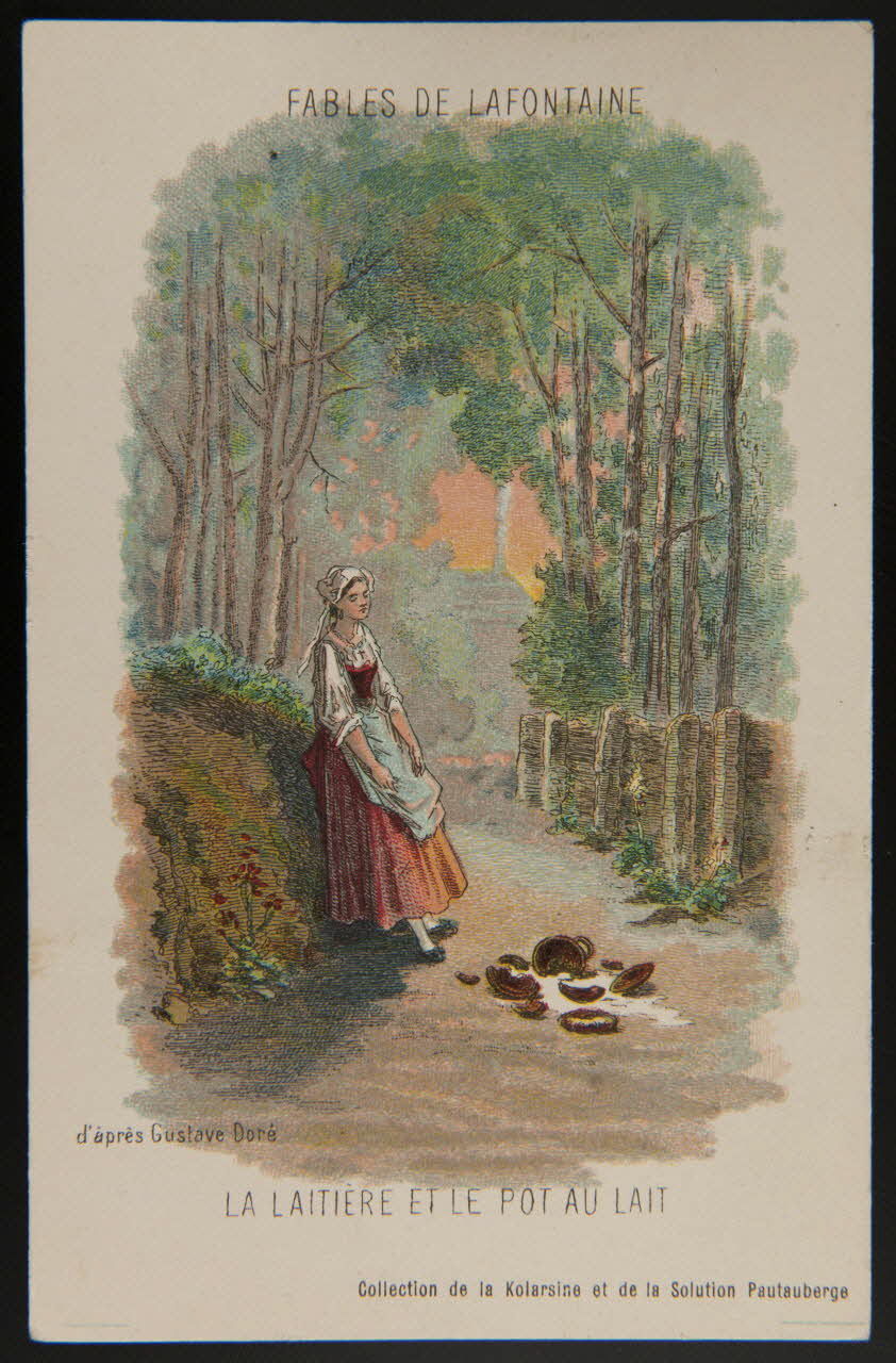 carte réclame FABLES DE LAFONTAINE  LA LAITIERE ET LE POT AU LAIT 1982.11.78 Photo