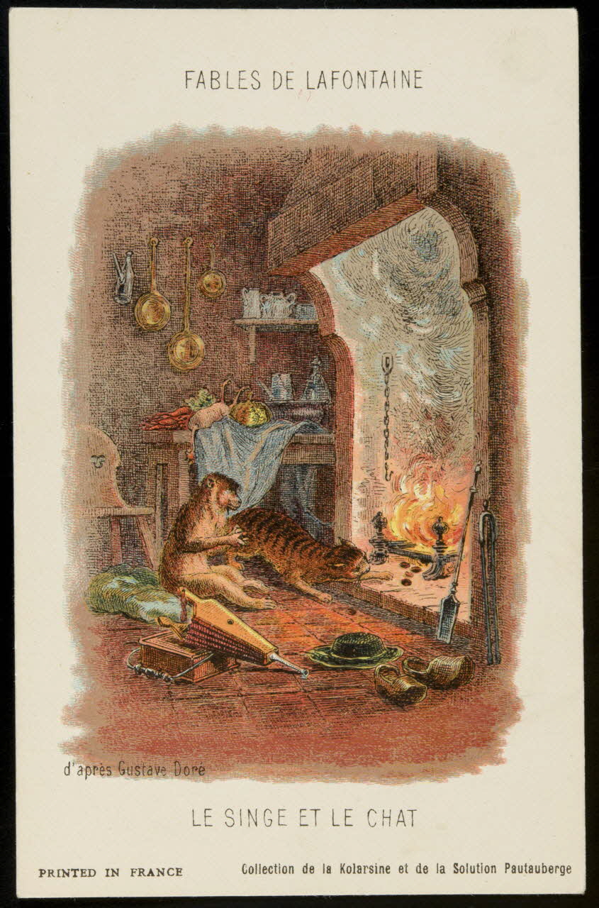 carte réclame FABLES DE LAFONTAINE  LE SINGE ET LE CHAT 1982.11.80 Photo