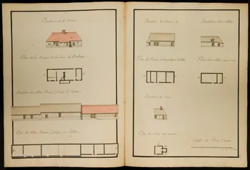 dessin Plans & Elevations des Batiments de la Ferme de Basbray 1982.18.10  Photo