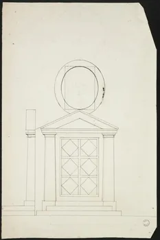 dessin Elévation d'un portail avec fronton 1982.18.12  Photo