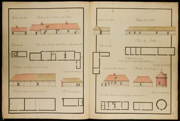 dessin Plans & Elevations des Batimens du Fief d'Isambertville 1982.18.13  Photo