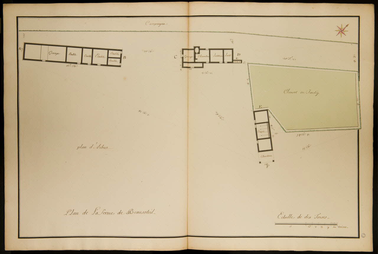 dessin Plan au rez de chaussée de la Ferme de Beausoleil 1982.18.14 Photo