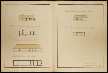 dessin Plans et Elevations des Batiments de la Ferme de Beau Soleil 1982.18.16  Photo