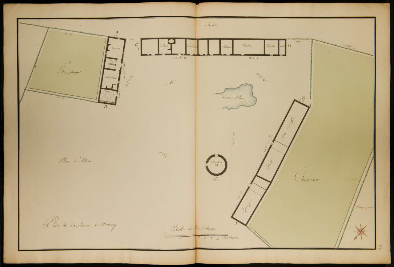 dessin Plan au rez de chaussée de la Ferme de Massy. 1982.18.20 Photo
