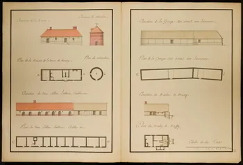 dessin Plans & Elevations des Batiments de la Ferme & Moulin de Massy. 1982.18.22  Photo