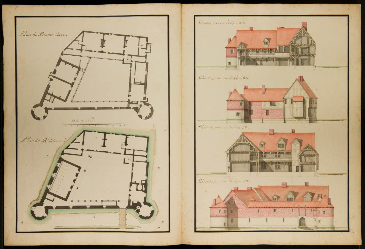 dessin Plans du rez de chaussée & du premier Etage du Château de Tourpes  avec les Elevations du dit Château 1982.18.3 Photo