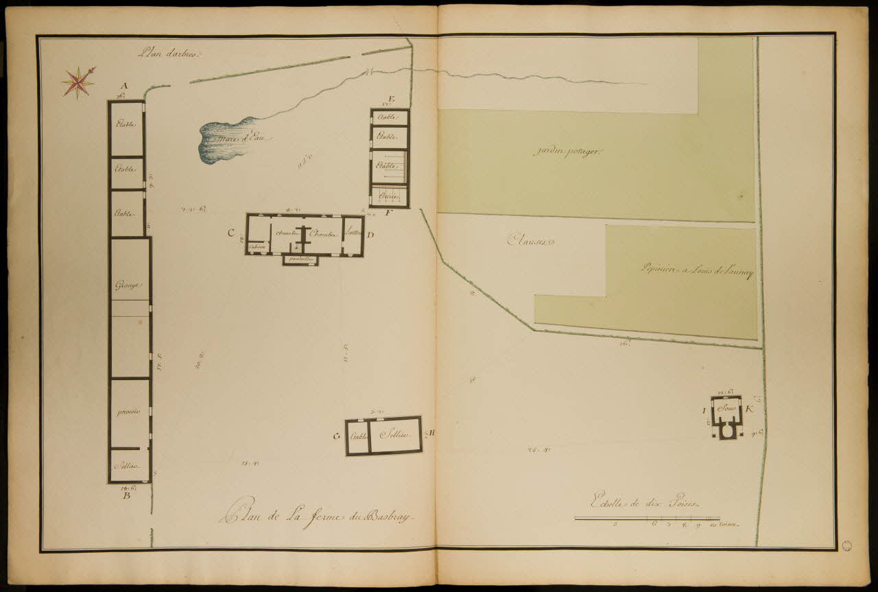 dessin Plan au rez de chaussée de la Ferme du Basbray. 1982.18.9 Photo