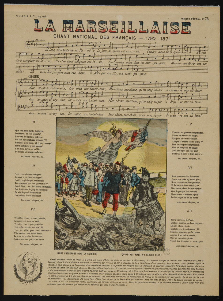 estampe LA MARSEILLAISE  CHANT NATIONAL DES FRANCAIS - 1792 : 1871 1982.3.255 Photo