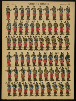 estampe FANFARE DE HUSSARDS  FANFARE DE CHASSEURS A CHEVAL. 1982.3.295 Photo