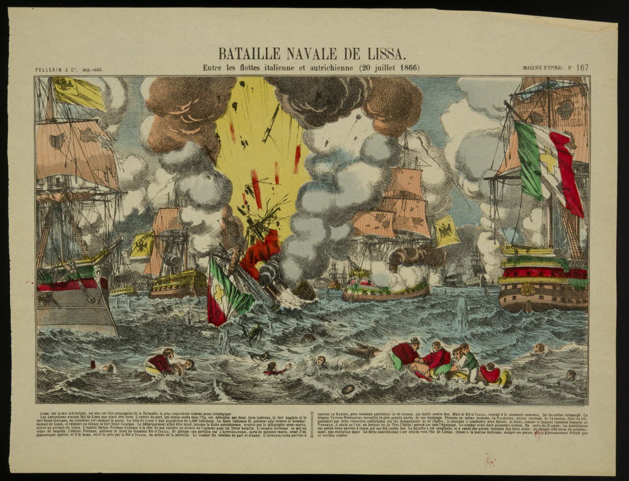 estampe BATAILLE NAVALE DE LISSA.  Entre les flottes italienne et autrichienne (20 juillet 1866) 1982.3.324 Photo