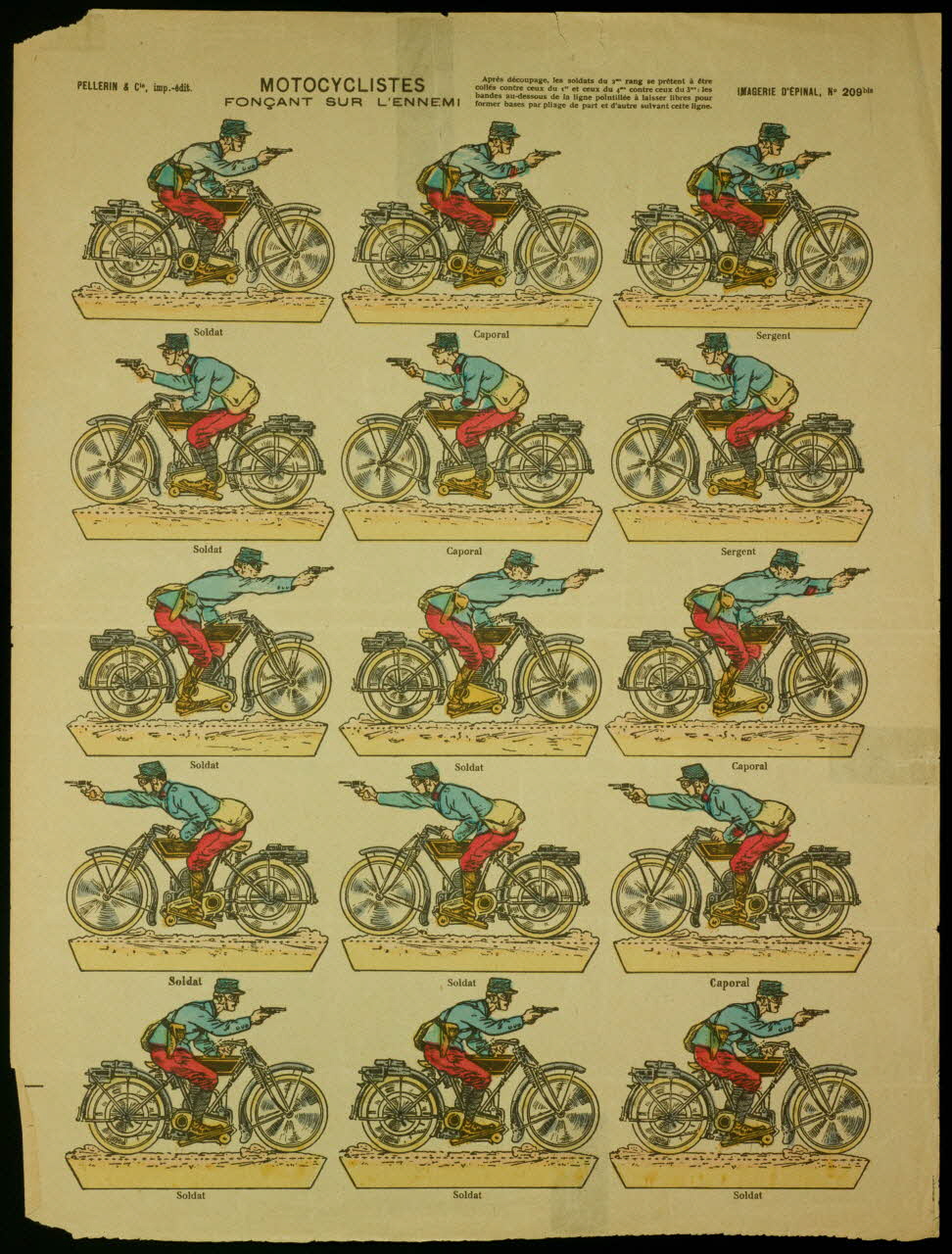 estampe MOTOCYCLISTES  FONCANT SUR L'ENNEMI 1982.3.340 Photo
