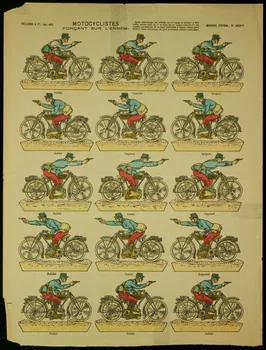estampe MOTOCYCLISTES  FONCANT SUR L'ENNEMI 1982.3.340  Photo