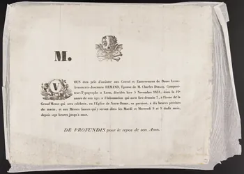 estampe Faire part pour l'enterrement de Madame Ermand 1831 1982.3.395 Photo