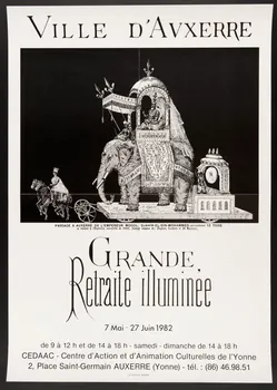 estampe VILLE D'AUXERRE  GRANDE  Retraite illuminée 1982.40.11 Photo