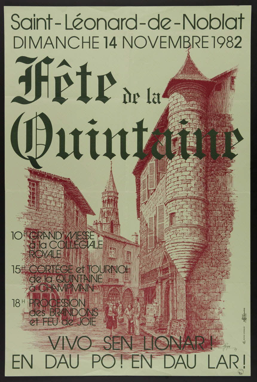 estampe Saint-Léonard-de-Noblat  DIMANCHE 14 NOVEMBRE 1982  Fête de la  Quintaine 1982.40.43 Photo