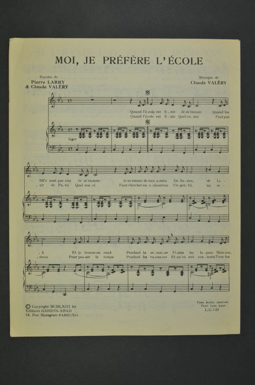 partition de musique petit format 1969.88.1040 Photo Mucem
