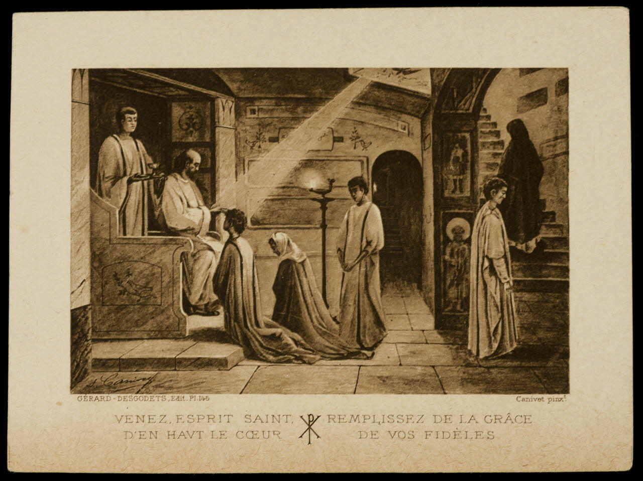 estampe VENEZ, ESPRIT SAINT, REMPLISSEZ DE LA GRACE  D'EN HAUT LE COEUR DE VOS FIDELES 1984.42.27 Photo
