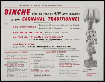 estampe BINCHE FÊTE EN 1968 LE 419e ANNIVERSAIRE  DE SON CARNAVAL TRADITIONNEL 1986.74.25 Photo