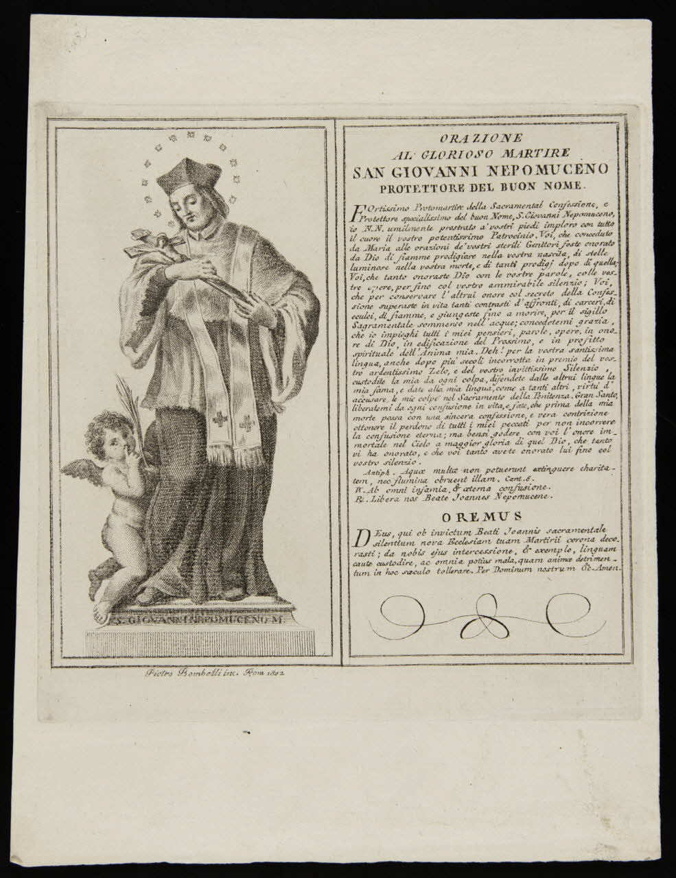 estampe SAN GIOVANNI NEPOMUCENO 1986.74.272.2 Photo