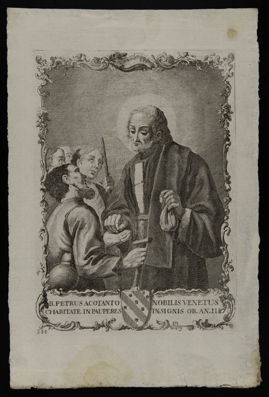 estampe B. PETRUS ACOTANTO  NOBILIS VENETUS  CHARITATE IN PAUPERES  INSIGNIS OB.AN.1187 1986.74.373 Photo