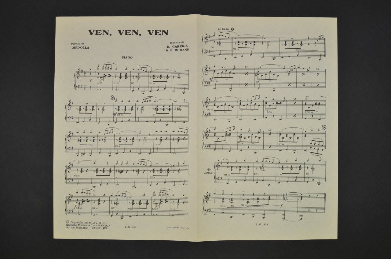 partition de musique petit format 1969.88.1049 Photo Mucem