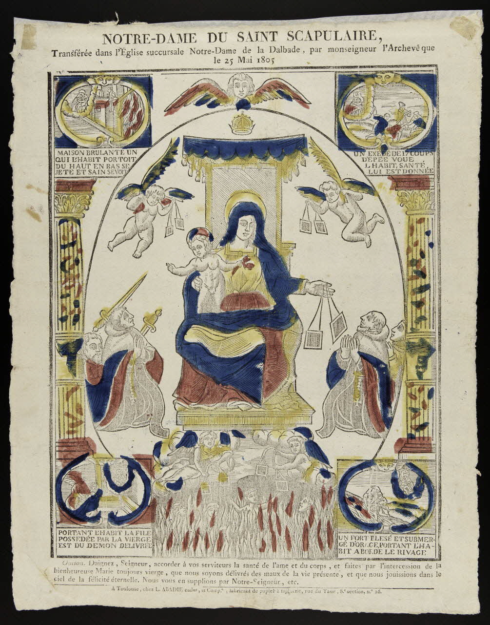 Louis Abadie imagerie ancienne NOTRE-DAME DU SAINT SCAPULAIRE Toulouse 1806-1815 1986.80.1 Photo