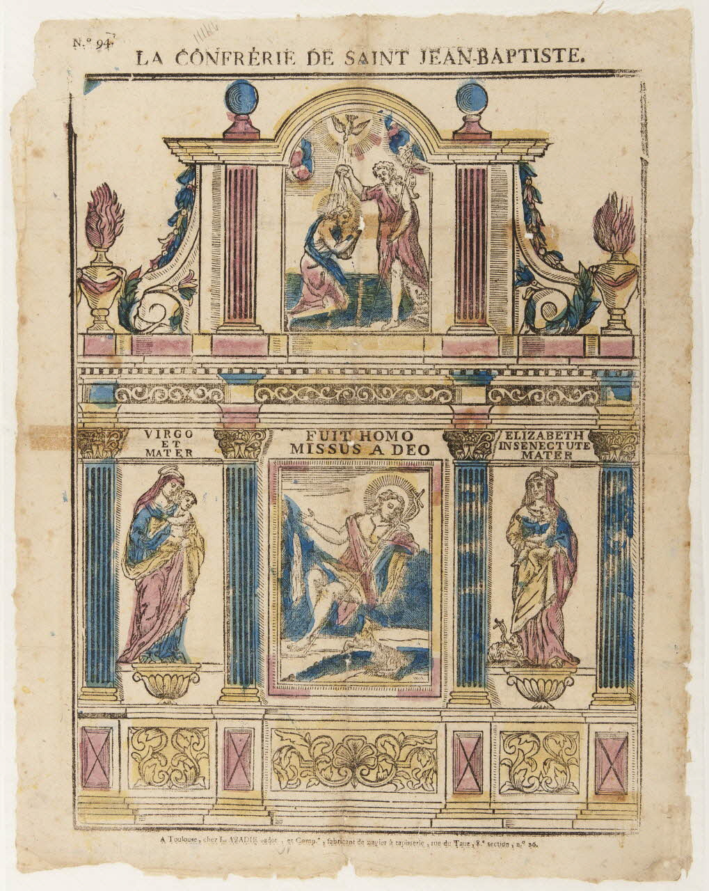 Louis Abadie imagerie ancienne LA CONFRERIE DE SAINT JEAN-BAPTISTE Toulouse 1806-1815 1986.81.30 Photo