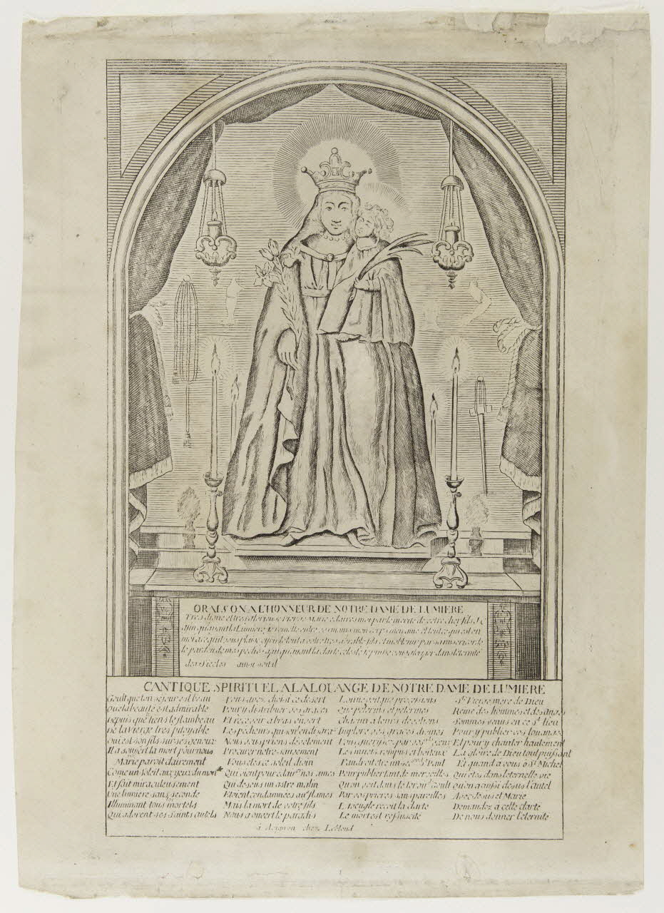 Leblond imagerie ancienne ORAISON A L'HONNEUR DE NOTRE DAME DE LUMIERE Avignon 1822 1986.81.35 Photo