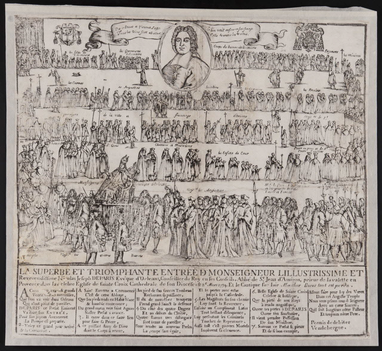 Leblond Jean imagerie ancienne LA SUPERBE ET TRIOMPHANTE ENTREE D MONSEIGNEUR LILLUSTRISSIME Orléans 1734 1986.81.4 Photo