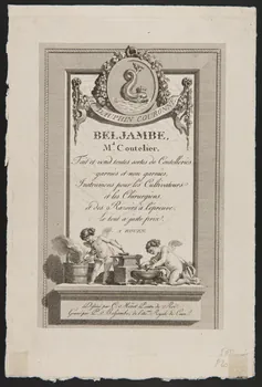 estampe AU DAUPHIN COURONNE  BELJAMBE,  M.d Coutelier 1987.12.3 Photo