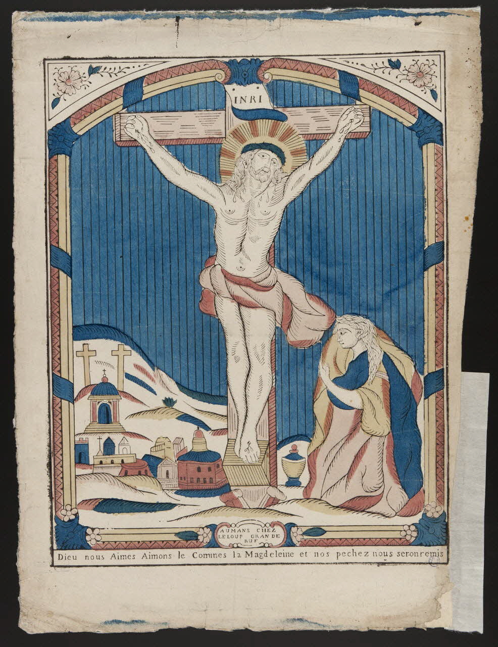 Pierre Leloup imagerie ancienne Dieu nous Aimes Aimons le comme la Magdeleine et nos péchez nous seron remis Le Mans 1837 1987.14.2 Photo