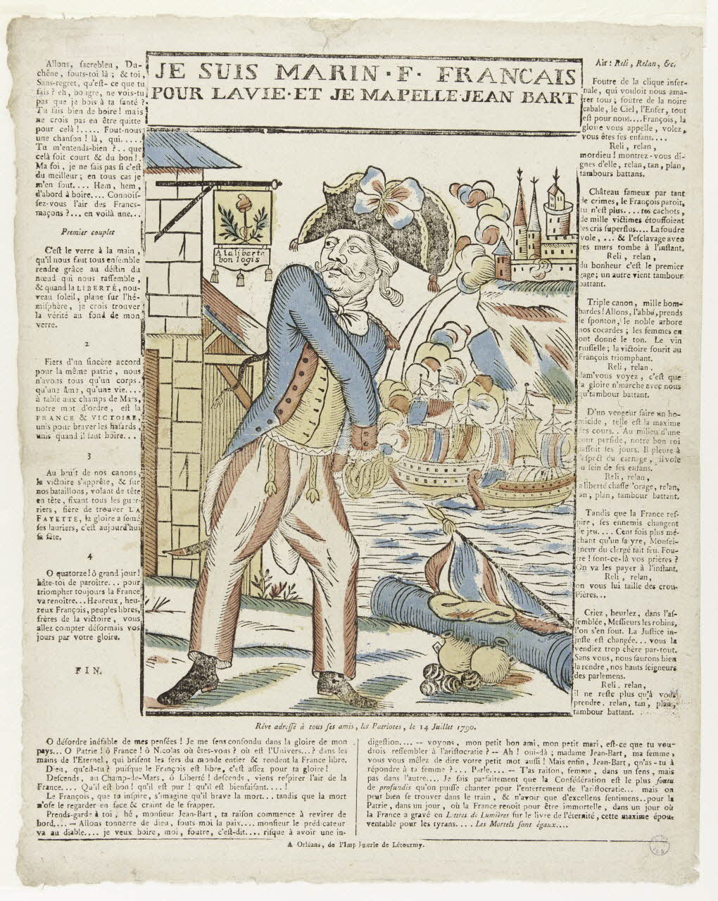 Jean-Baptiste Letourmy imagerie ancienne JE SUIS MARIN . F . FRANCAIS  POUR LA VIE . ET JE M'APELLE . JEAN BART Orléans 1790-1793 1987.33.4 Photo