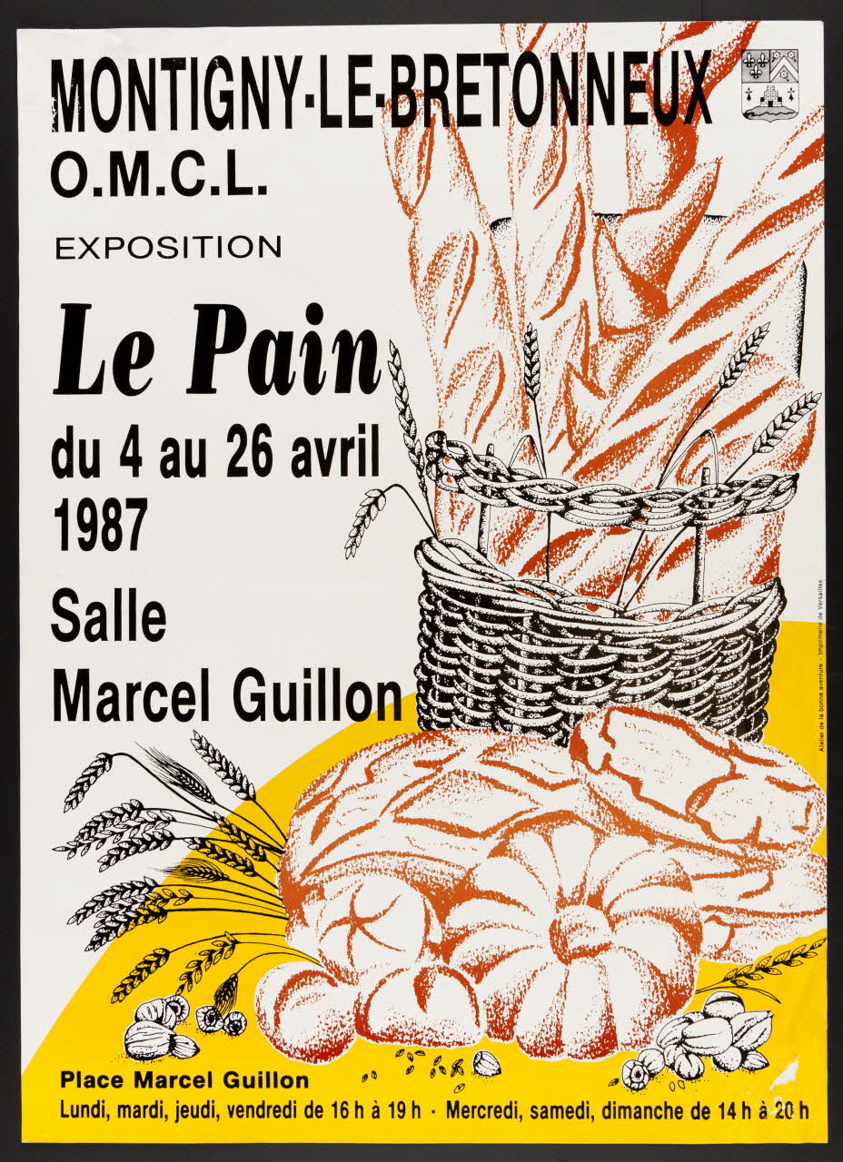 estampe MONTIGNY-LE-BRETONNEUX  O.M.C.L.  EXPOSITION  Le Pain  du 4 au 26 avril  1987  Salle  Marcel Guillon 1987.46.42.2 Photo