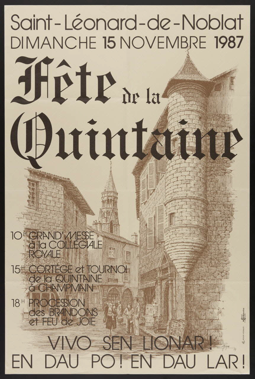 estampe Saint-Léonard-de-Noblat  DIMANCHE 15 NOVEMBRE 1987  Fête de la  Quintaine 1987.46.76 Photo