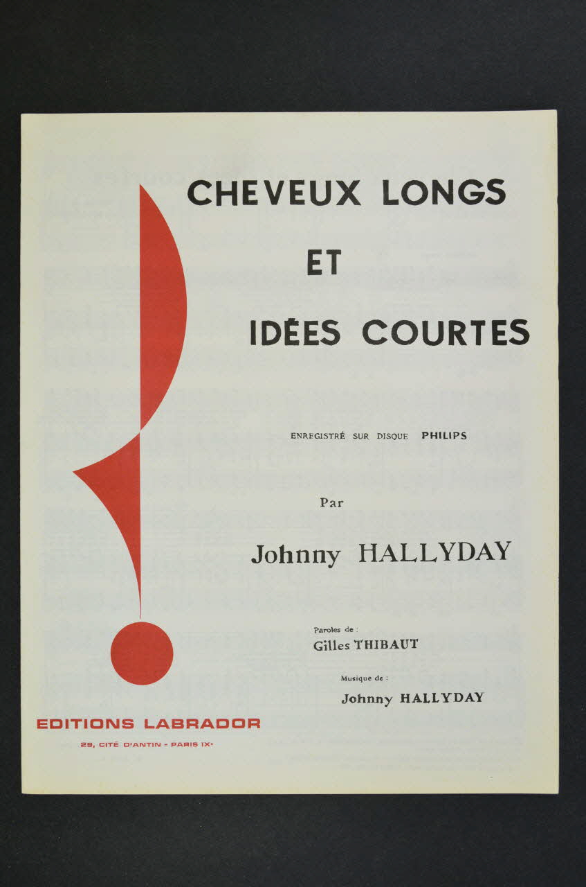 Gilles Thibaut ; Johnny Hallyday ; Editions Labrador; chanson petit format 1966 1969.88.1053  Photo Mucem