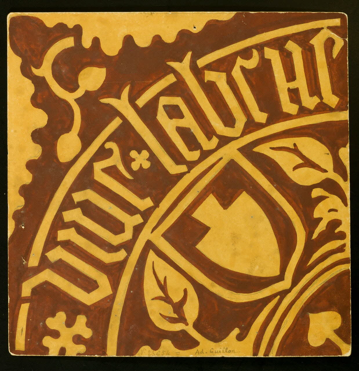 Guillon Adolphe partie d'un ensemble de dessins Carreau émaillé du château de Brazey-en-Plaine Brazey-en-Plaine 1889 1989.34.3 Photo