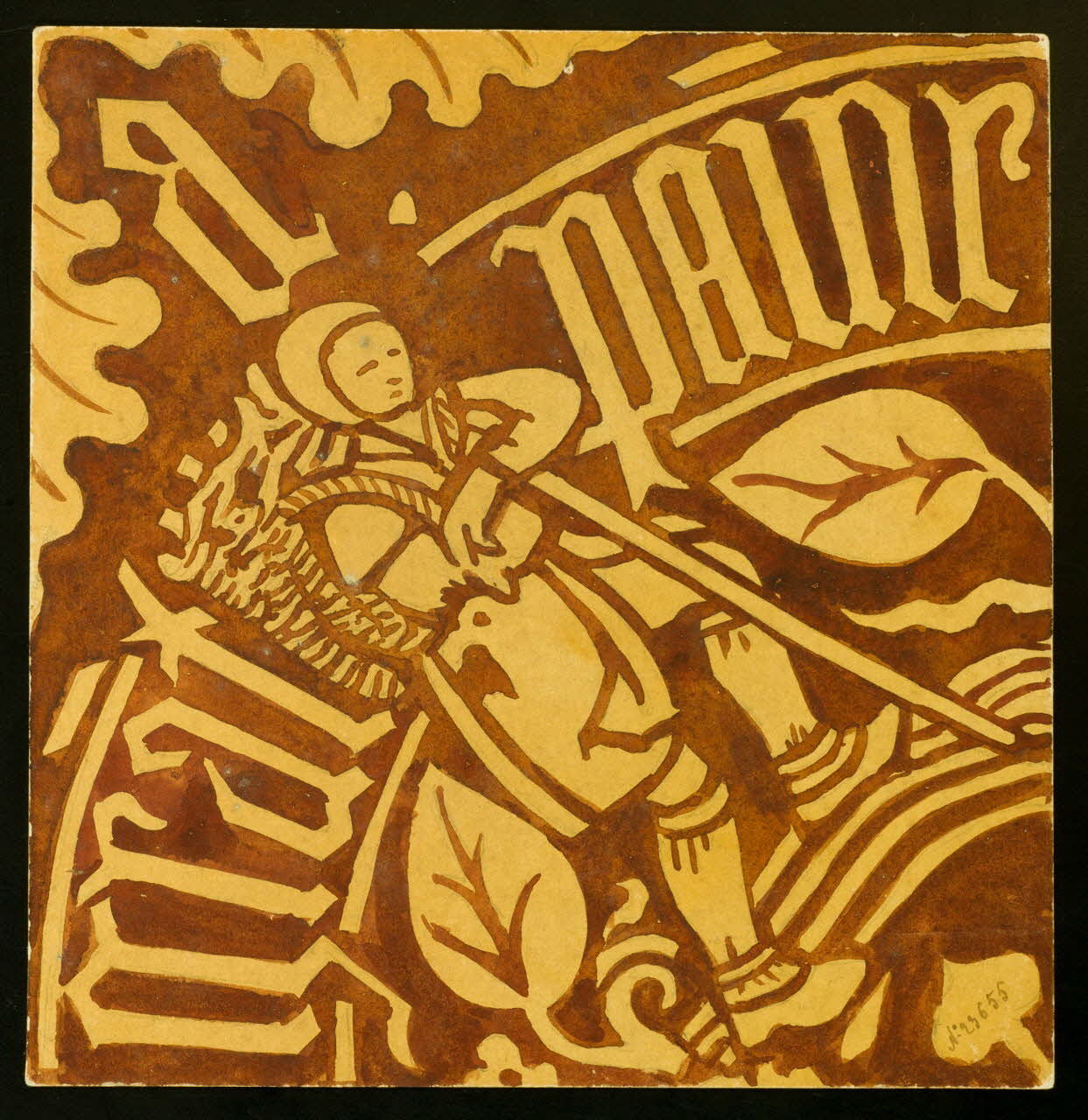 Guillon Adolphe partie d'un ensemble de dessins Carreau émaillé du château de Brazey-en-Plaine Brazey-en-Plaine 1889 1989.34.4 Photo