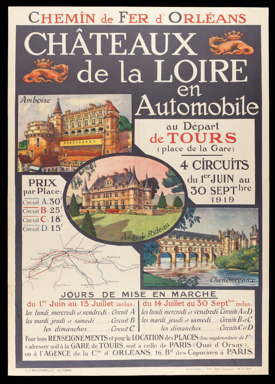 estampe CHATEAUX  de la LOIRE  en Automobile 1988.16.20 Photo