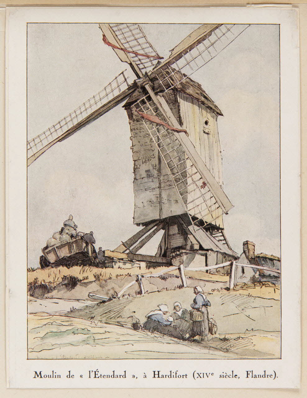 estampe Moulin de "l'Etendard", à Hardifort (XIVe siècle, Flandre). 1988.35.13.5  Photo